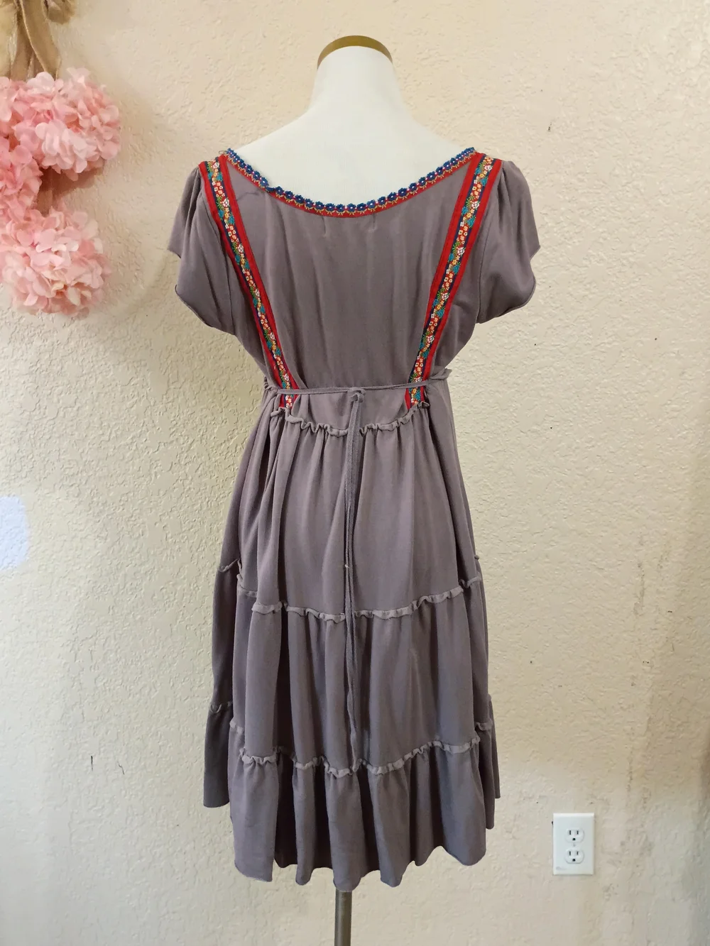 Free People Embroidered Tiered Dress L - Picture 5 of 9